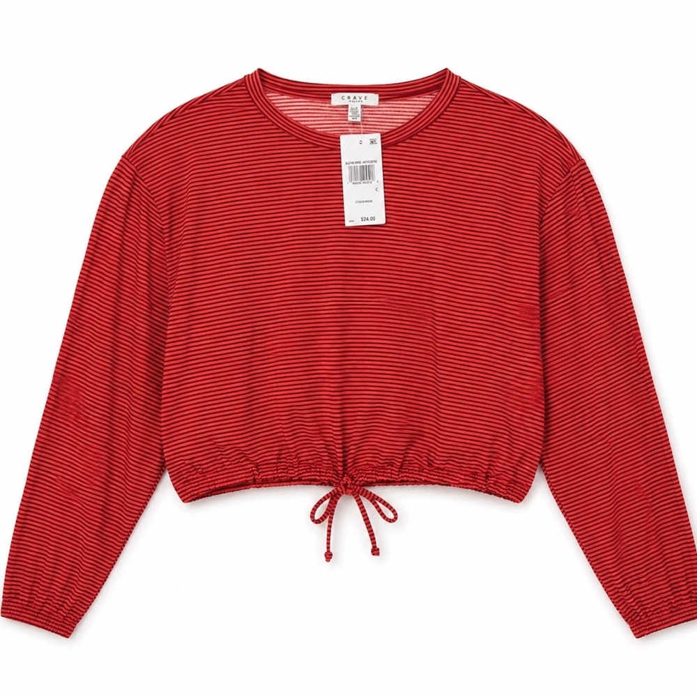 Crave Fame Long Sleeve Tie Front Striped Top